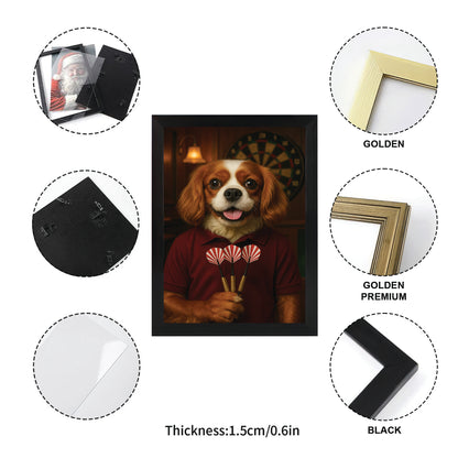 Custom Photo Dart Player Dog Canvas Framed Wall Art Gift For Dog Lovers