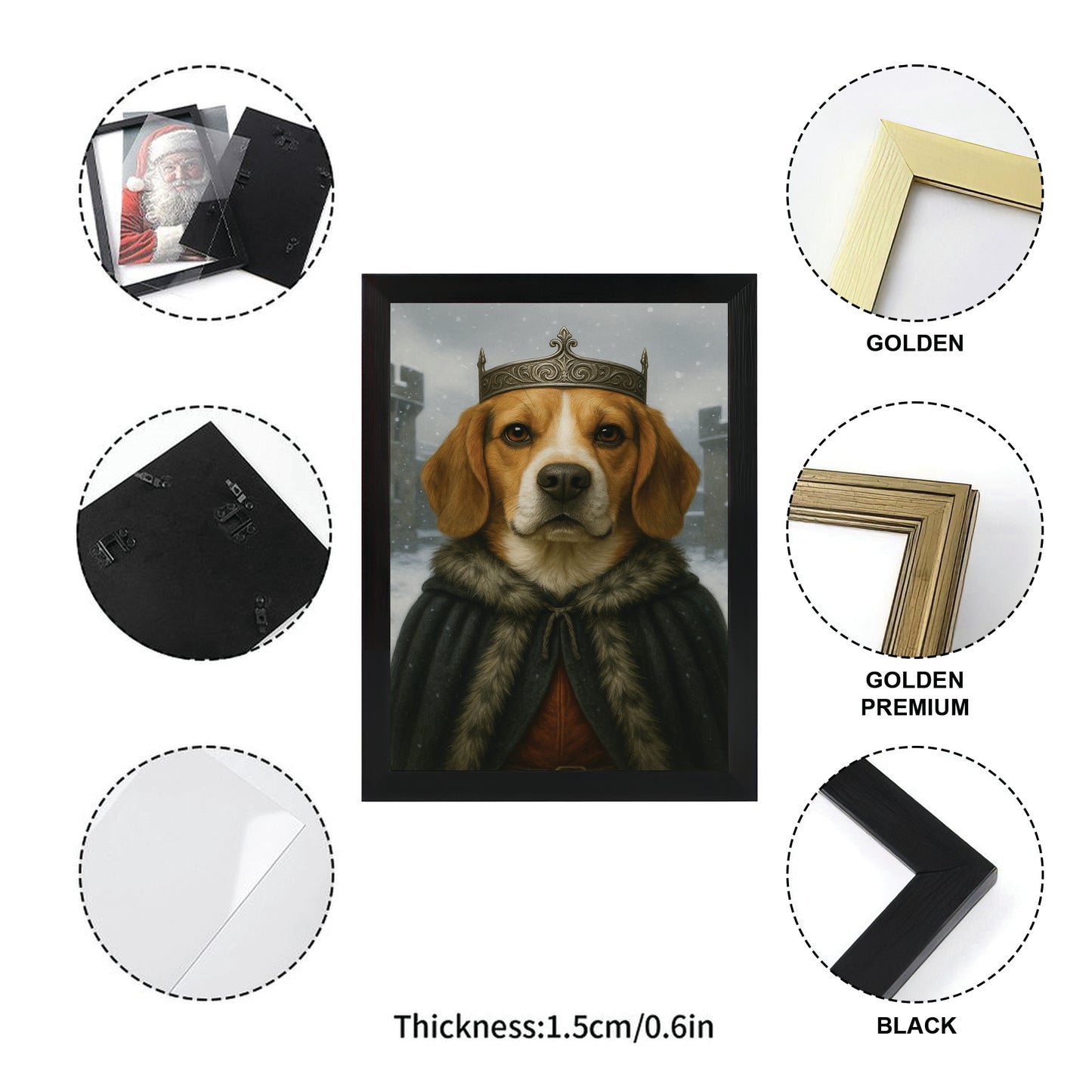 Custom Photo Winter King Royal Dog Canvas Framed Wall Art Gift For Dog Lovers