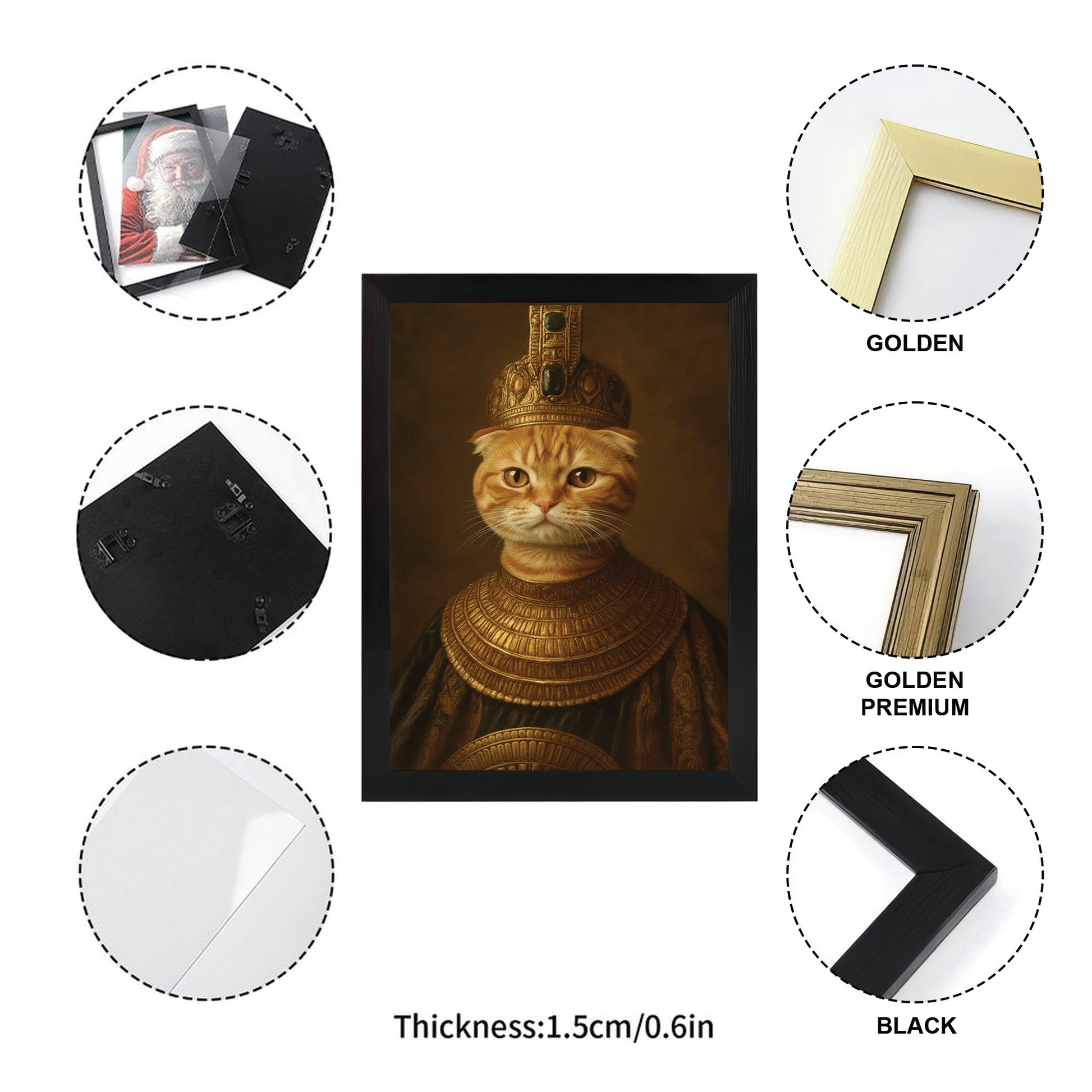 Custom Photo Cat Royal Style 1 Canvas Framed Wall Art Gift For Cat Lovers