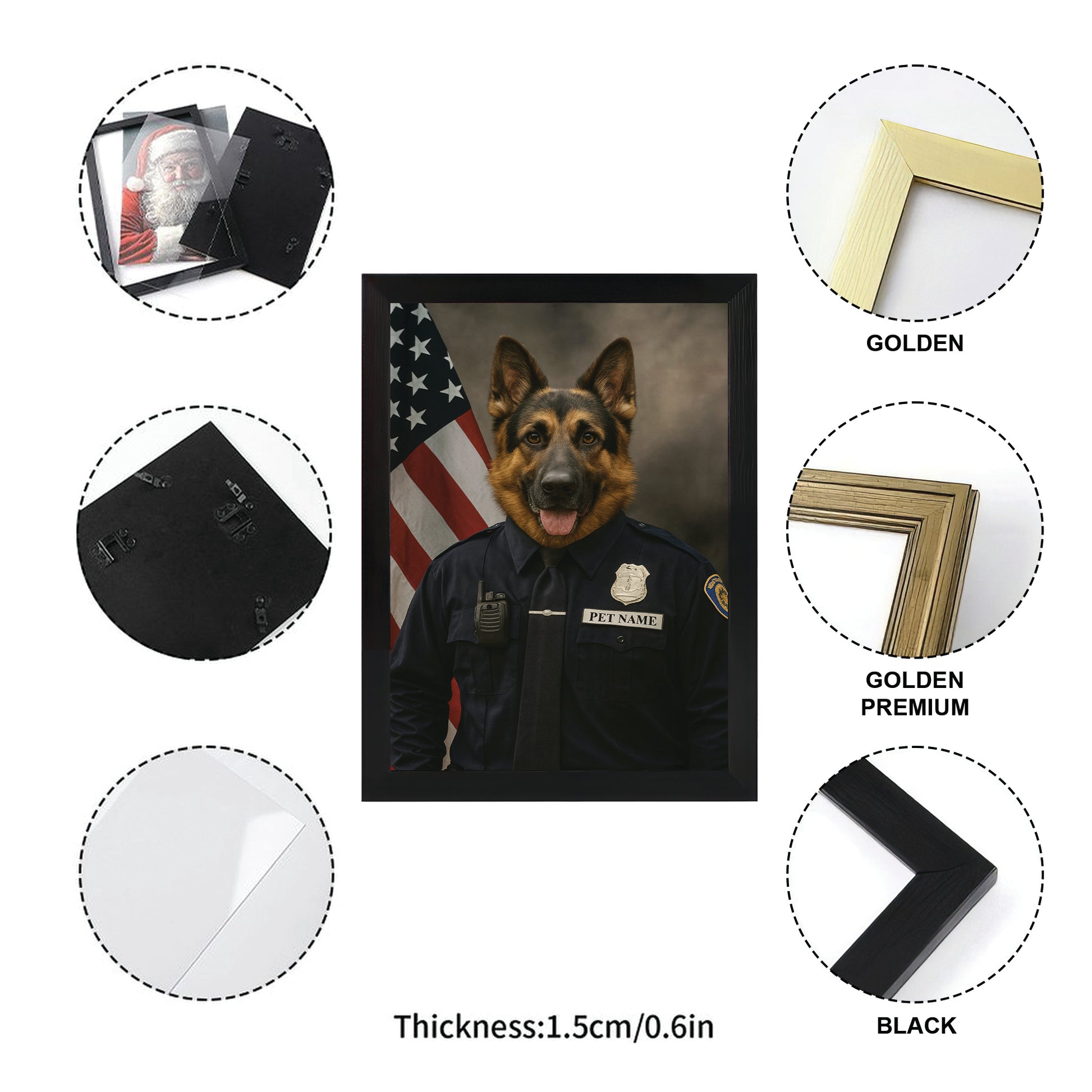 Custom Dog Photo Policeman Canvas Framed Wall Art Framed Wall Art _ Gift For Dog Lovers