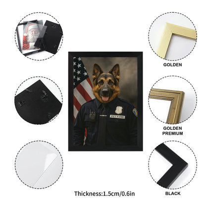 Custom Dog Photo Policeman Canvas Framed Wall Art Framed Wall Art _ Gift For Dog Lovers