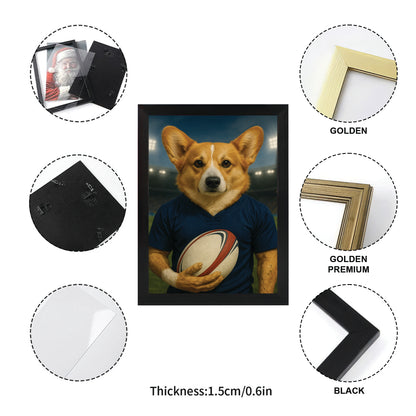 Custom Dog Rugby Sport Dog Canvas Framed Wall Art Gift For Dog Lovers