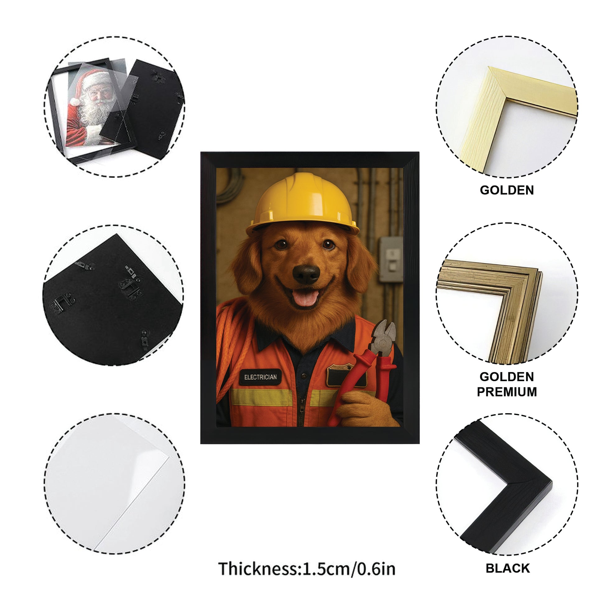 Custom Photo Electrician Dog Canvas Framed Wall Art Gift For Dog Lovers