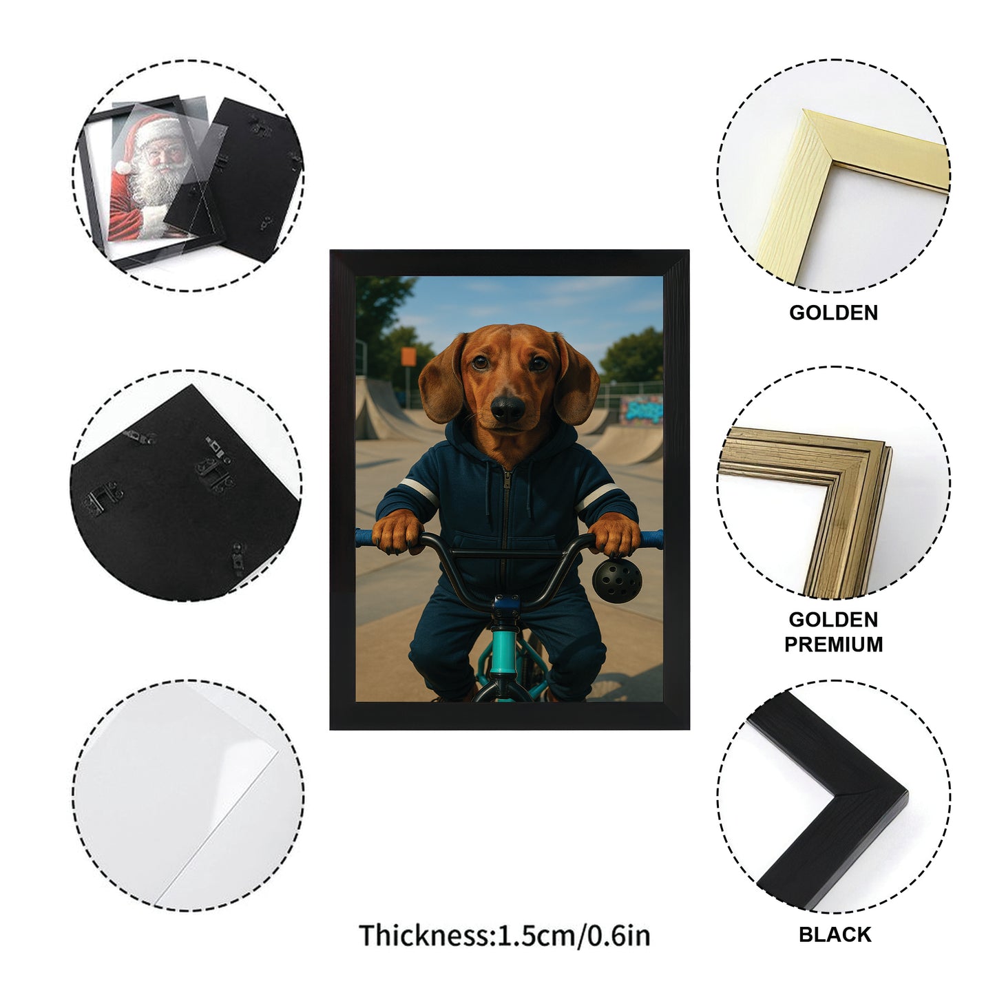 Custom Photo Bmx Bike Dog Canvas Framed Wall Art Gift For Dog Lovers