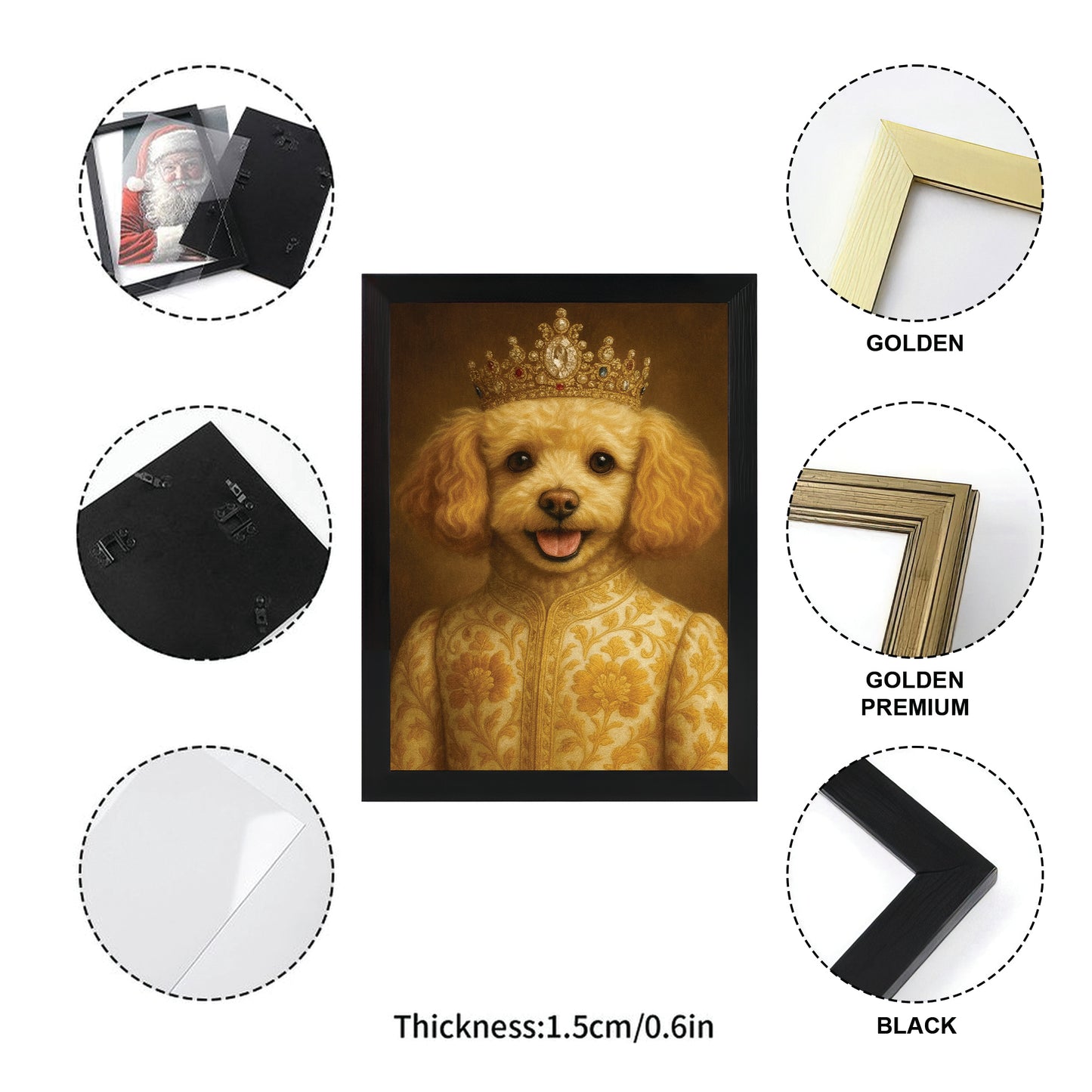 Custom Photo Dog Royal Style 09 Canvas Framed Wall Art Gift For Dog Lovers