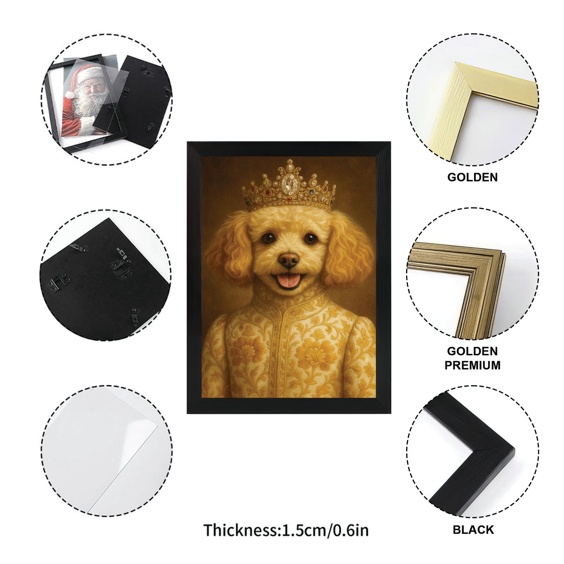 Custom Photo Dog Royal Style 09 Canvas Framed Wall Art Gift For Dog Lovers