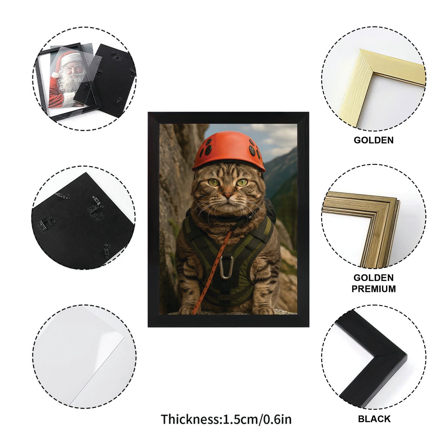 Custom Photo Rock Climber Cat Canvas Framed Wall Art Gift For Cat Lover
