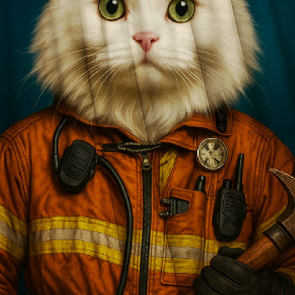 Custom Cat Photo Firefighter Blanket _ Gift For Cat Lovers