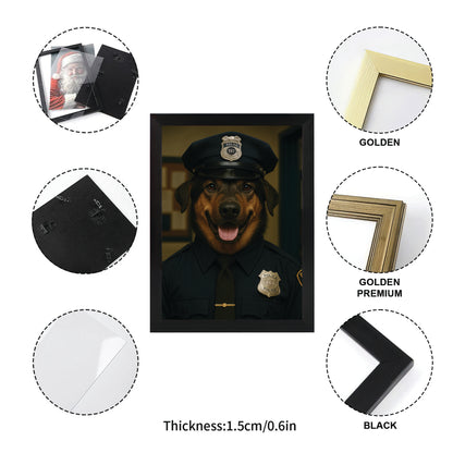 Custom Photo Police Dog Canvas Framed Wall Art Gift For Dog Lovers