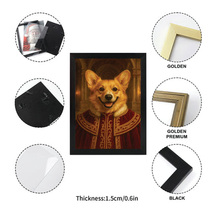 Custom Photo King Royal Dog Style 01 Canvas Framed Wall Art Gift For Dog Lovers
