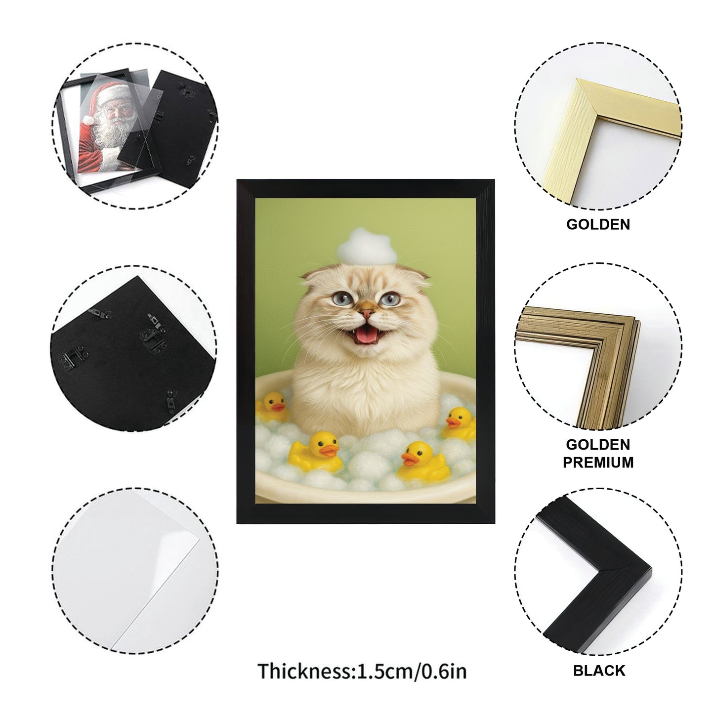 Custom Photo Cat Bathroom Style 25 Canvas Framed Wall Art Gift For Cat Lovers