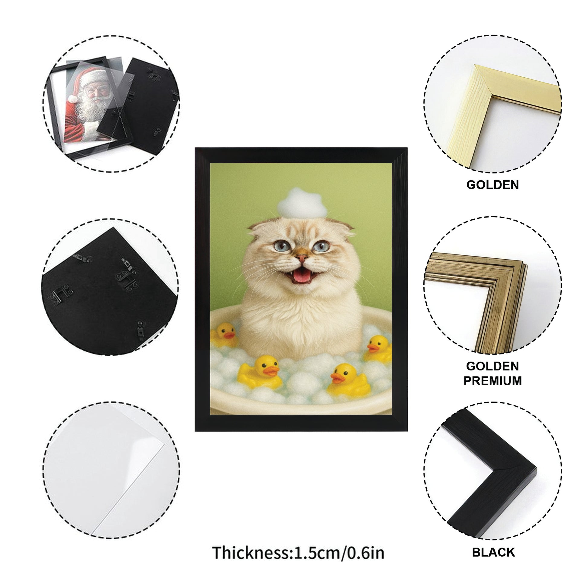 Custom Photo Cat Bathroom Style 25 Canvas Framed Wall Art Gift For Cat Lovers