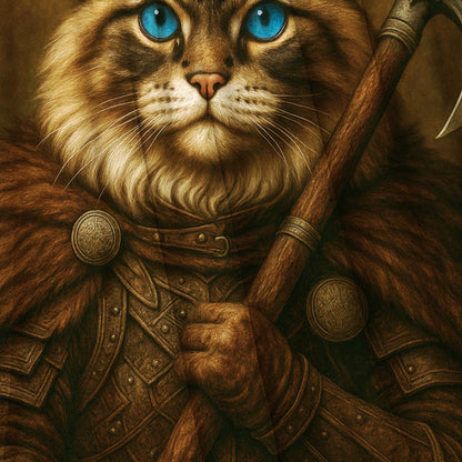 Custom Cat Photo Viking Warrior Blanket _ Gift For Cat