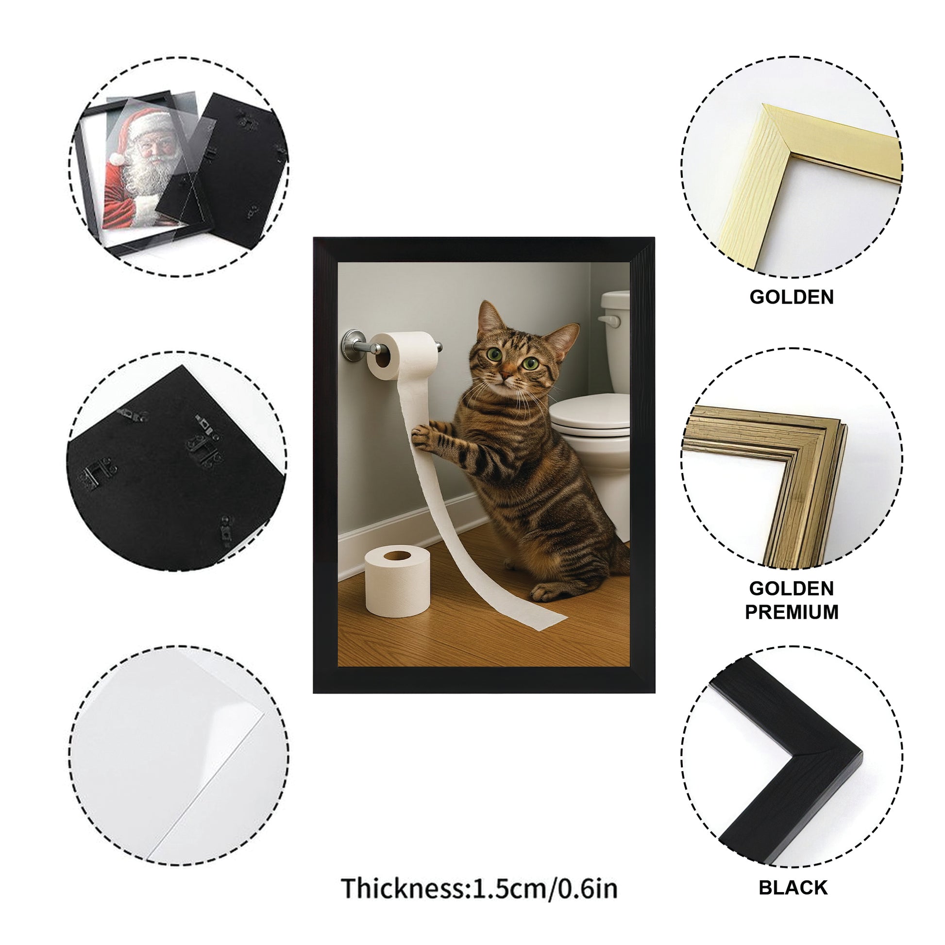 Custom Photo Cat Bathroom Style 18 Canvas Framed Wall Art Gift For Canvas Framed Wall Art