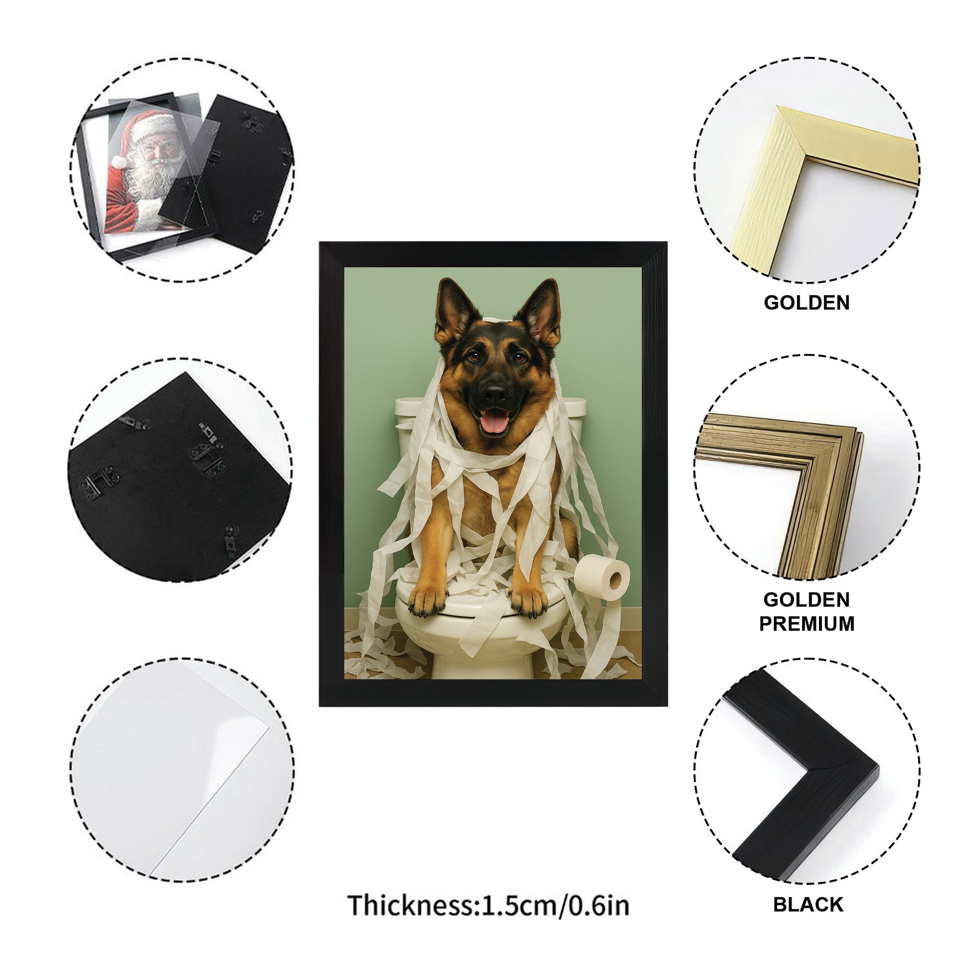 Custom Photo Dog Bathroom Style 26 Canvas Framed Wall Art Gift For Dog Lovers