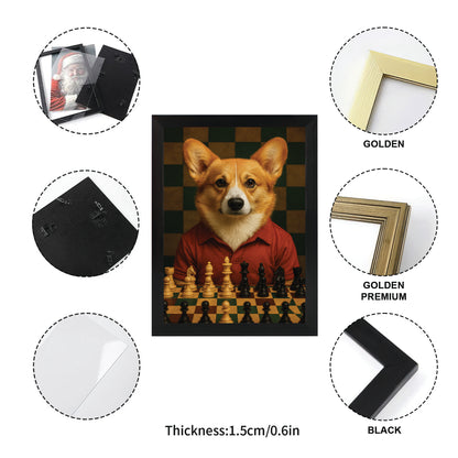 Custom Photo Chess Dog Canvas Framed Wall Art Gift For Dog Lovers