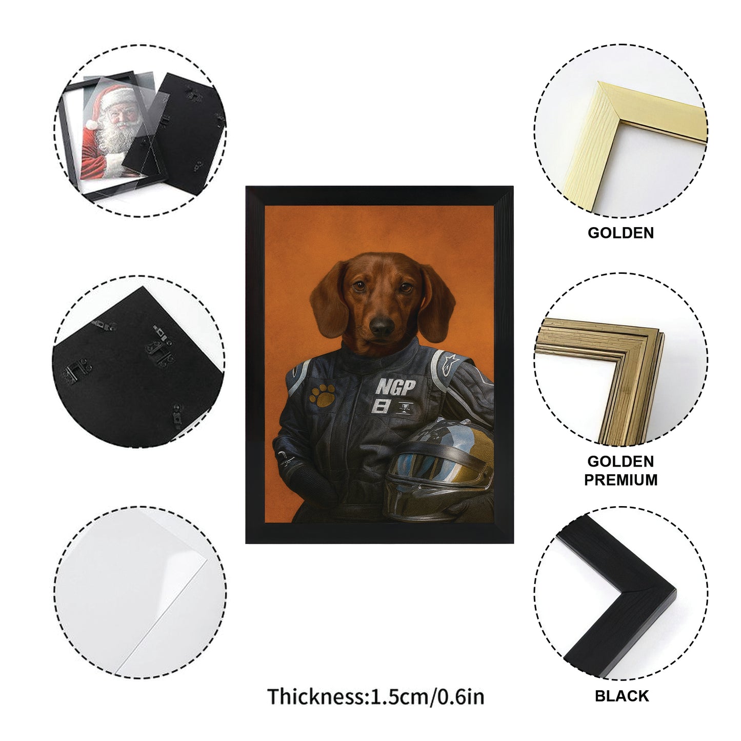 Custom Photo Dog Racer Canvas Framed Wall Art Gift For Dog Lovers