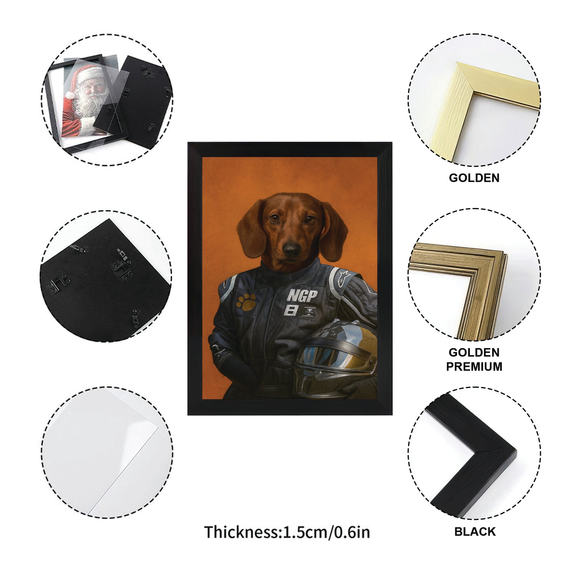 Custom Photo Dog Racer Canvas Framed Wall Art Gift For Dog Lovers