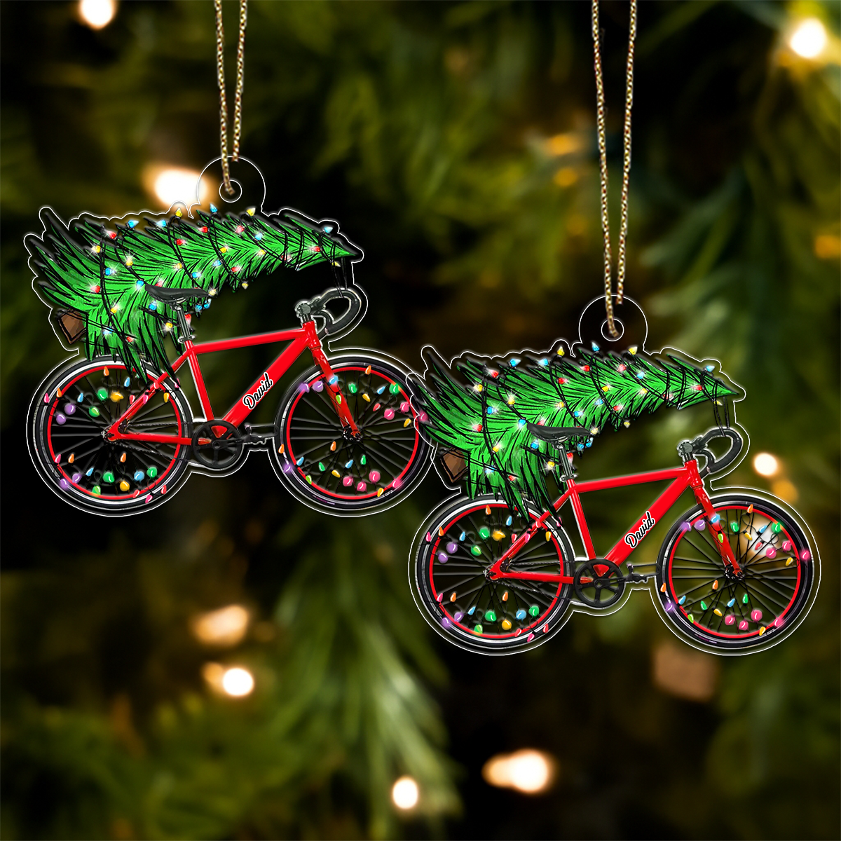 Custom Name Bicycle Xmas Tree