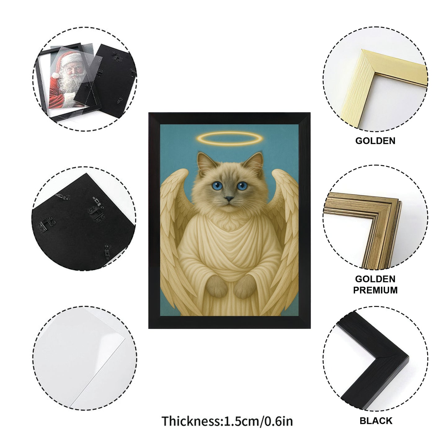 Custom Cat Photo Memorial Canvas Framed Wall Art _ Memorial Gift For Cat
