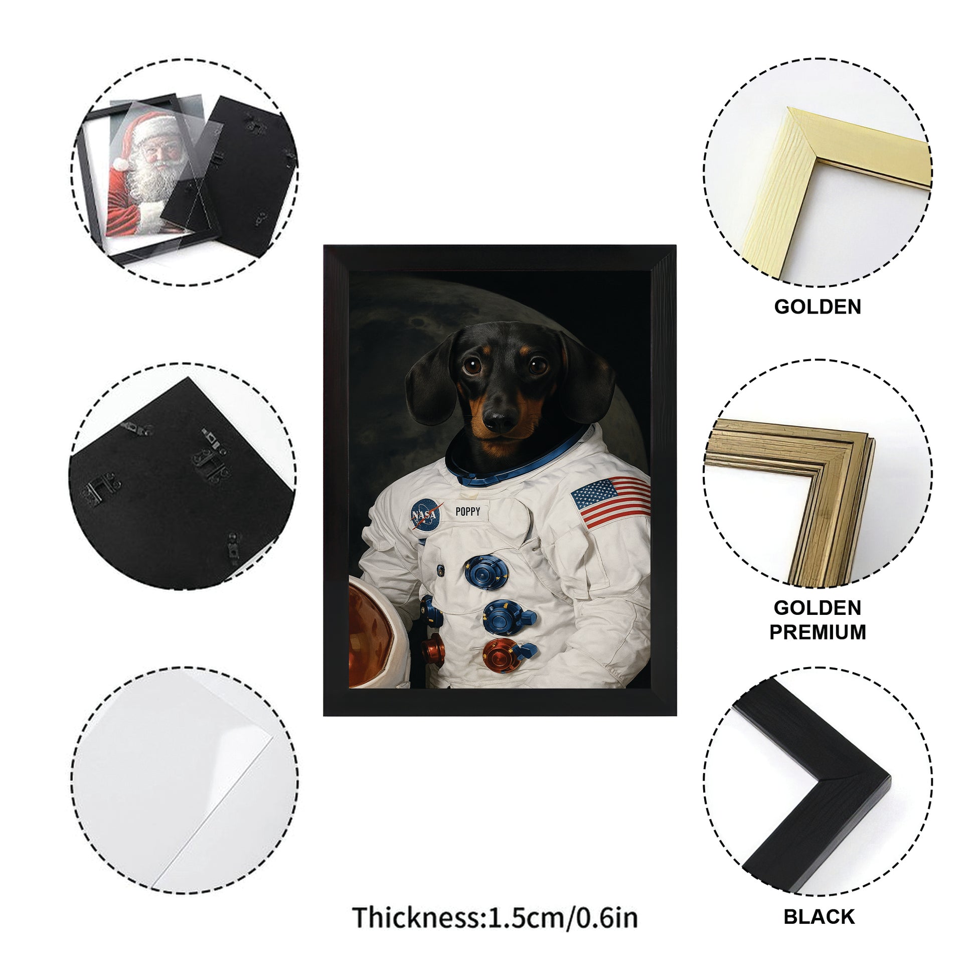 Custom Photo Dog Astronaut Canvas Framed Wall Art Framed Wall Art _ Gift For Dog Lovers