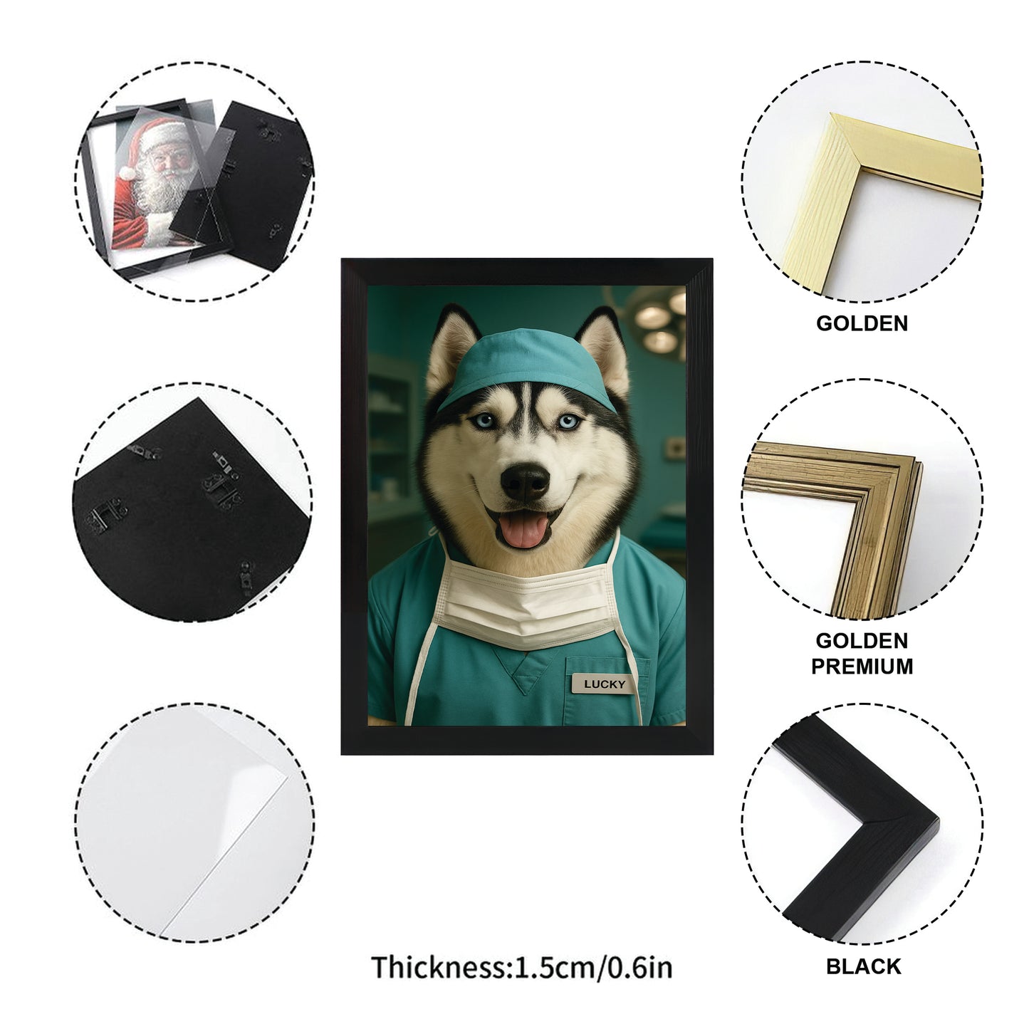 Custom Photo Surgeon Dog Canvas Framed Wall Art Gift For Dog Lovers