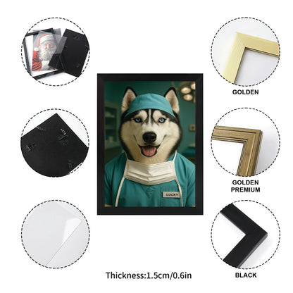Custom Photo Surgeon Dog Canvas Framed Wall Art Gift For Dog Lovers