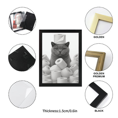 Custom Photo Cat Bathroom Canvas Framed Wall Art