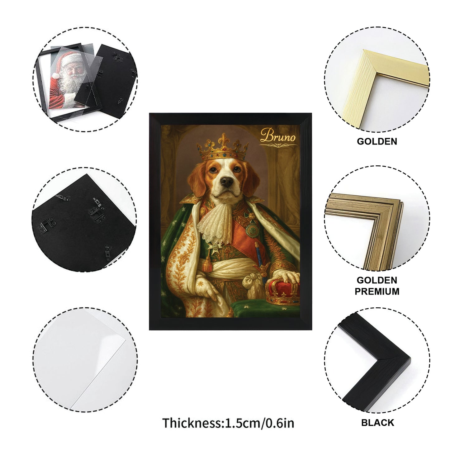 Custom Photo Napoleon Dog Canvas Framed Wall Art Gift For Dog Lovers