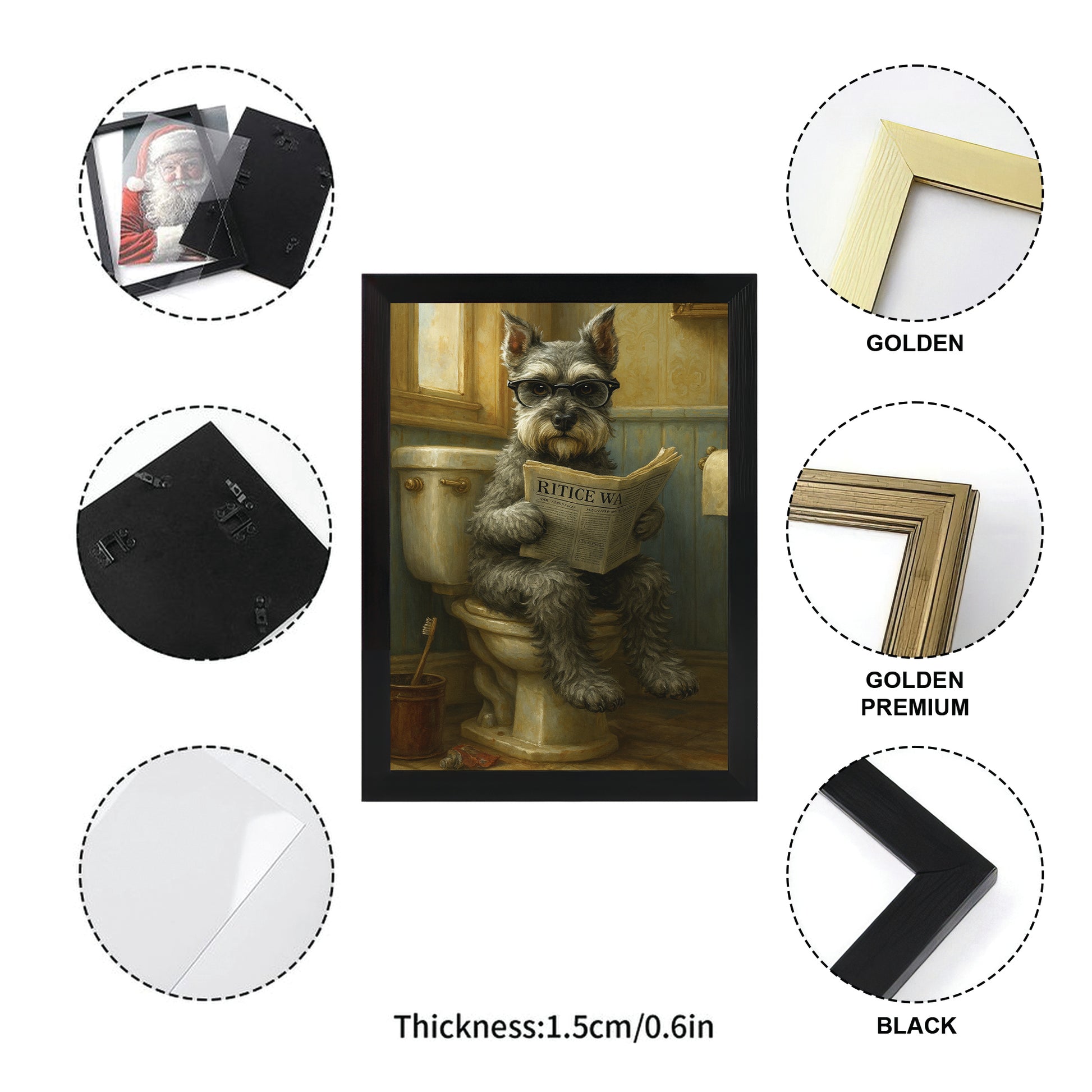 Custom Photo Dog In Bathroom Canvas Framed Wall Art Gift For Dog Lovers