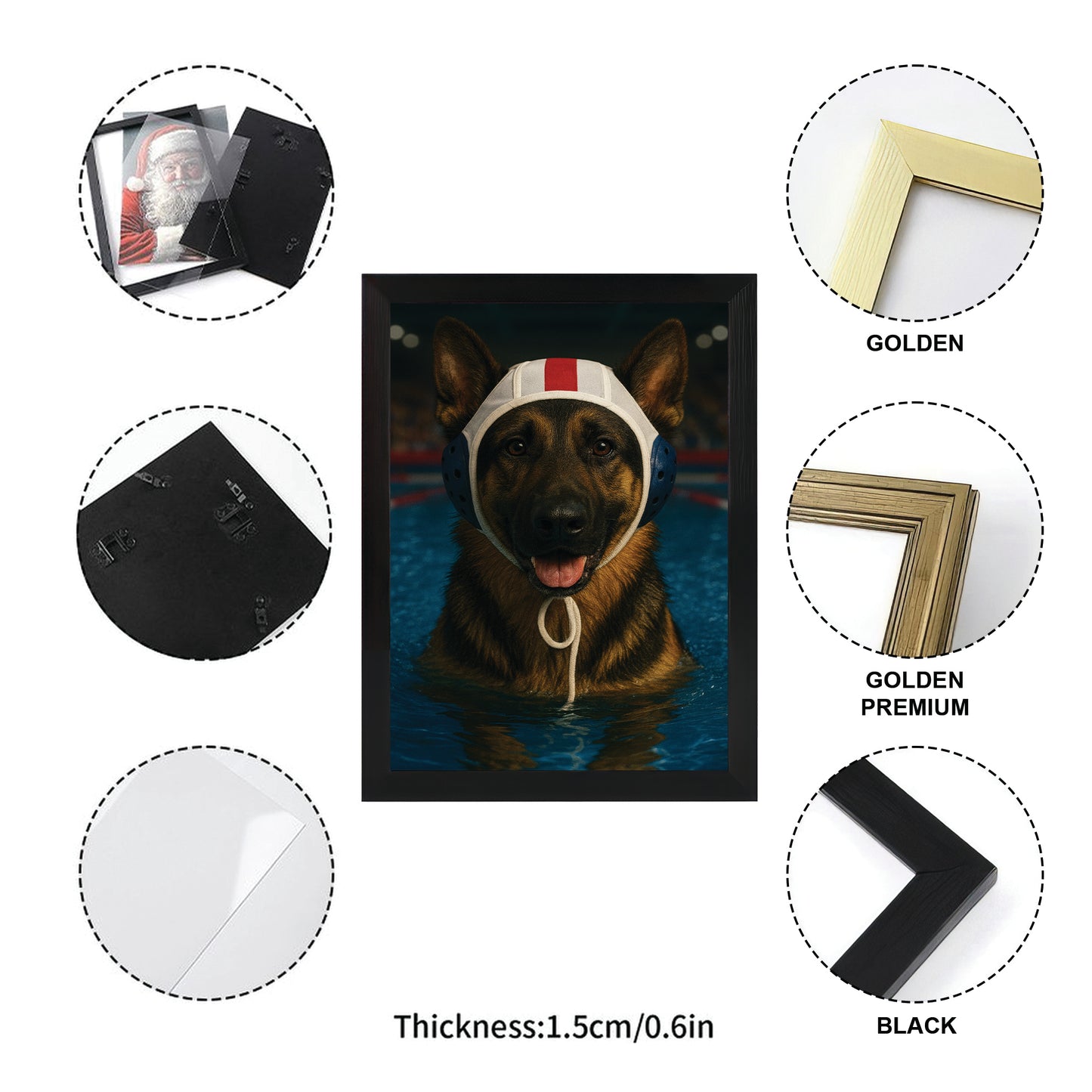 Custom Photo Swimmer Dog Canvas Framed Wall Art Gift For Dog Lovers