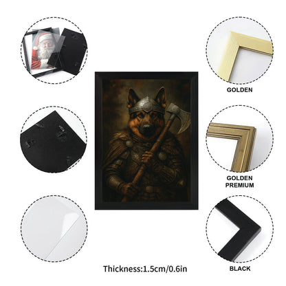 Custom Dog Photo Viking Warrior Canvas Framed Wall Art Framed Wall Art _ Gift For Dog