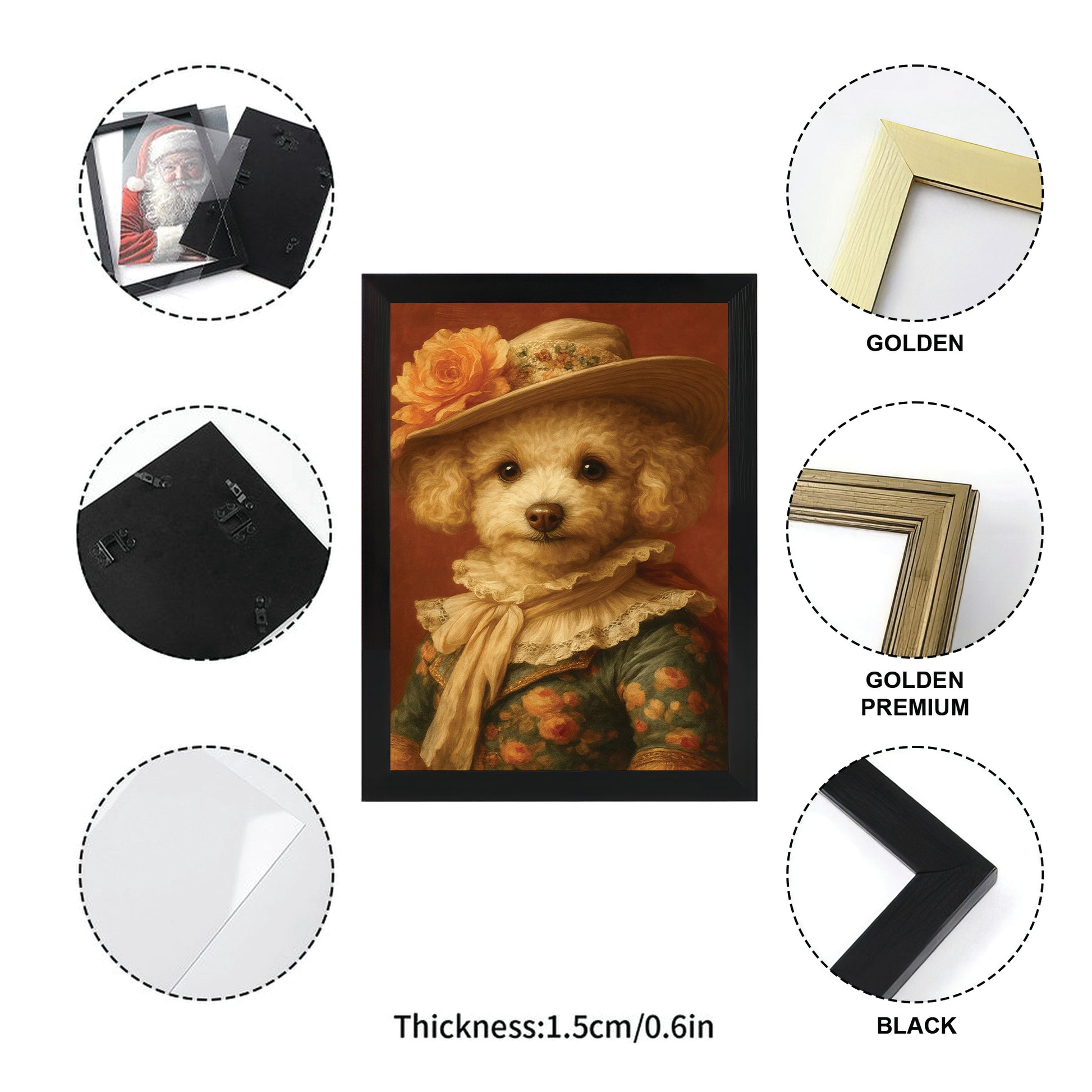 Custom Photo Dog Royal Style 05 Canvas Framed Wall Art Gift For Dog Lovers