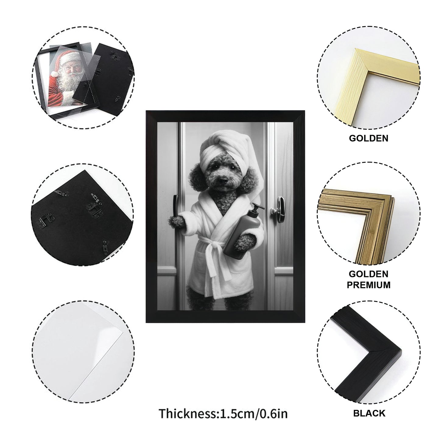Custom Photo Dog Bathrobe Bathroom Canvas Framed Wall Art Gift For Dog Lovers