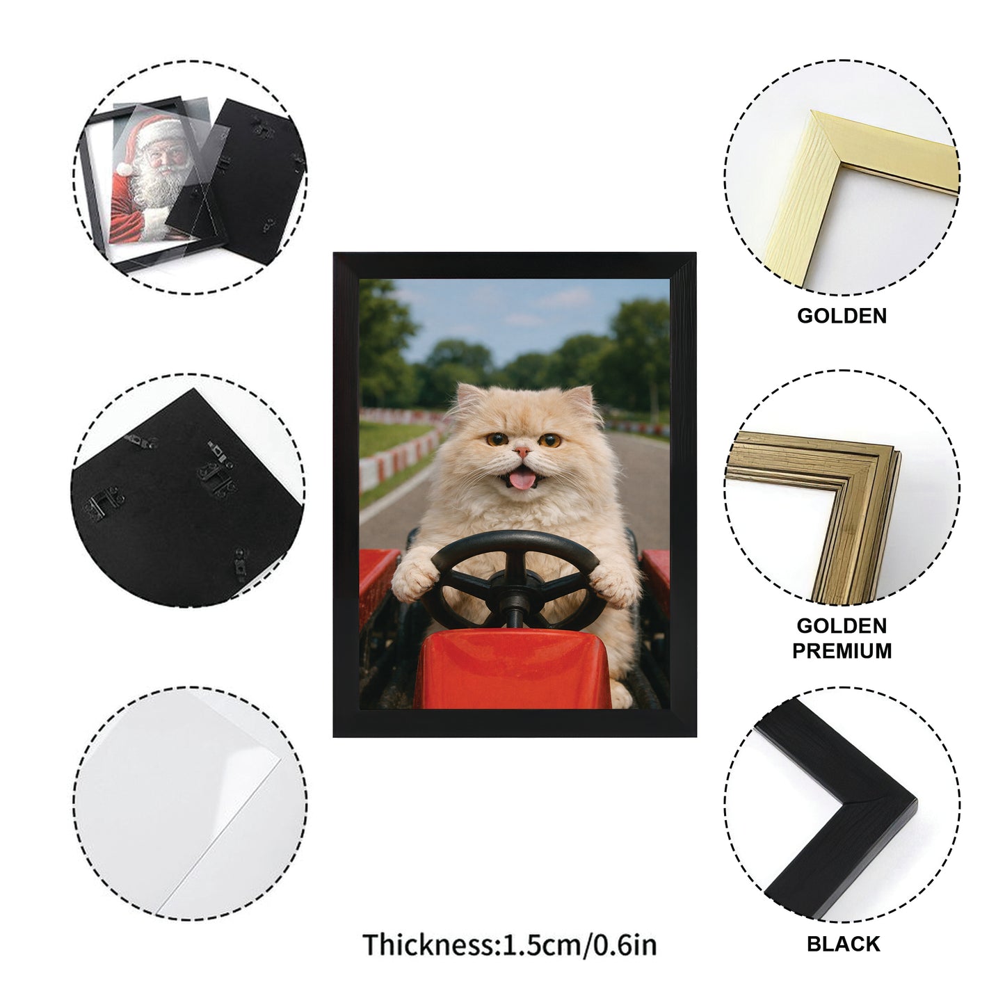 Custom Photo Cat Go Kart Canvas Framed Wall Art  Gift For Cat Lovers