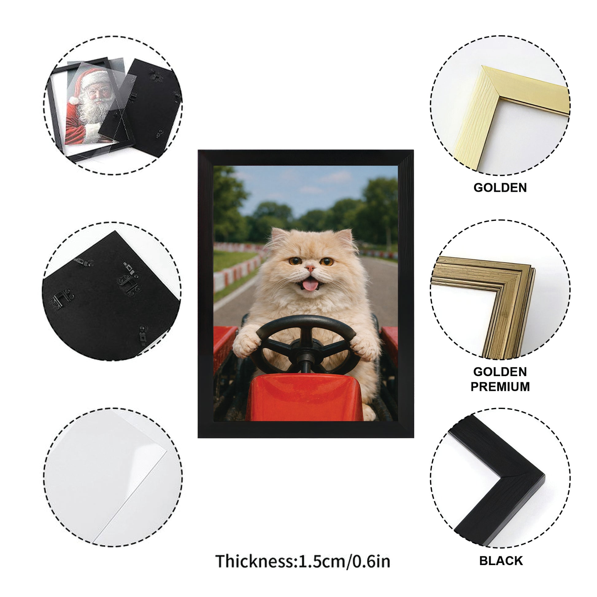 Custom Photo Cat Go Kart Canvas Framed Wall Art  Gift For Cat Lovers