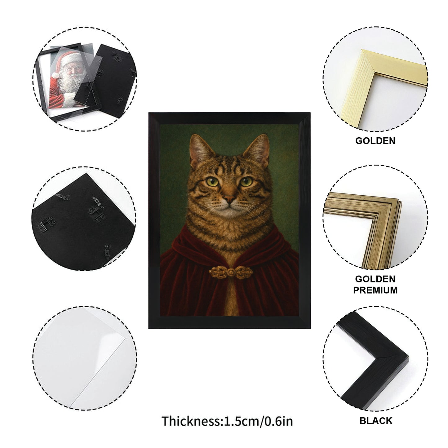 Custom Photo Cat Royal Style 08 Canvas Framed Wall Art Gift For Cat Lovers