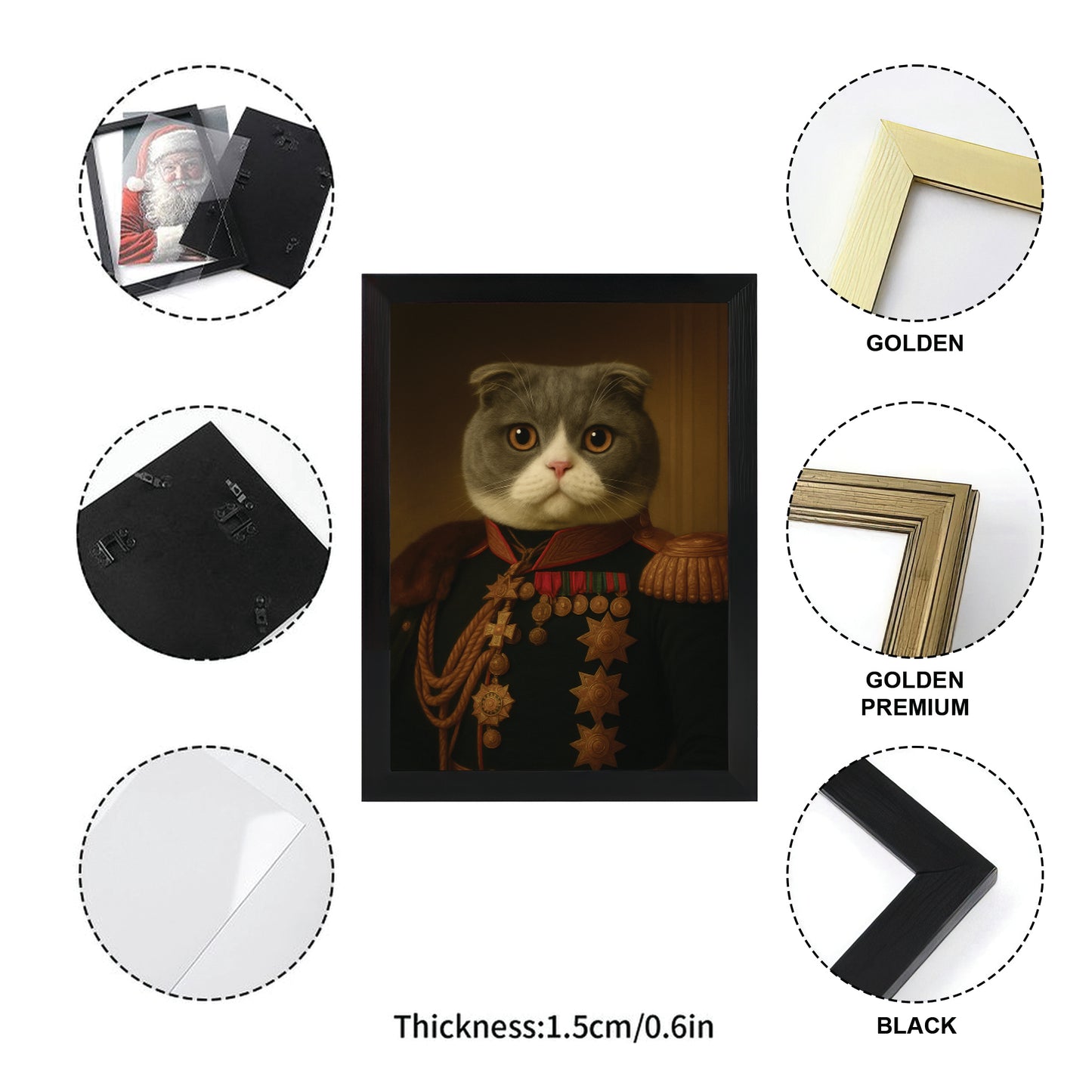 Custom Photo Cat Royal King Canvas Framed Wall Art _ Gift For Cat Lovers