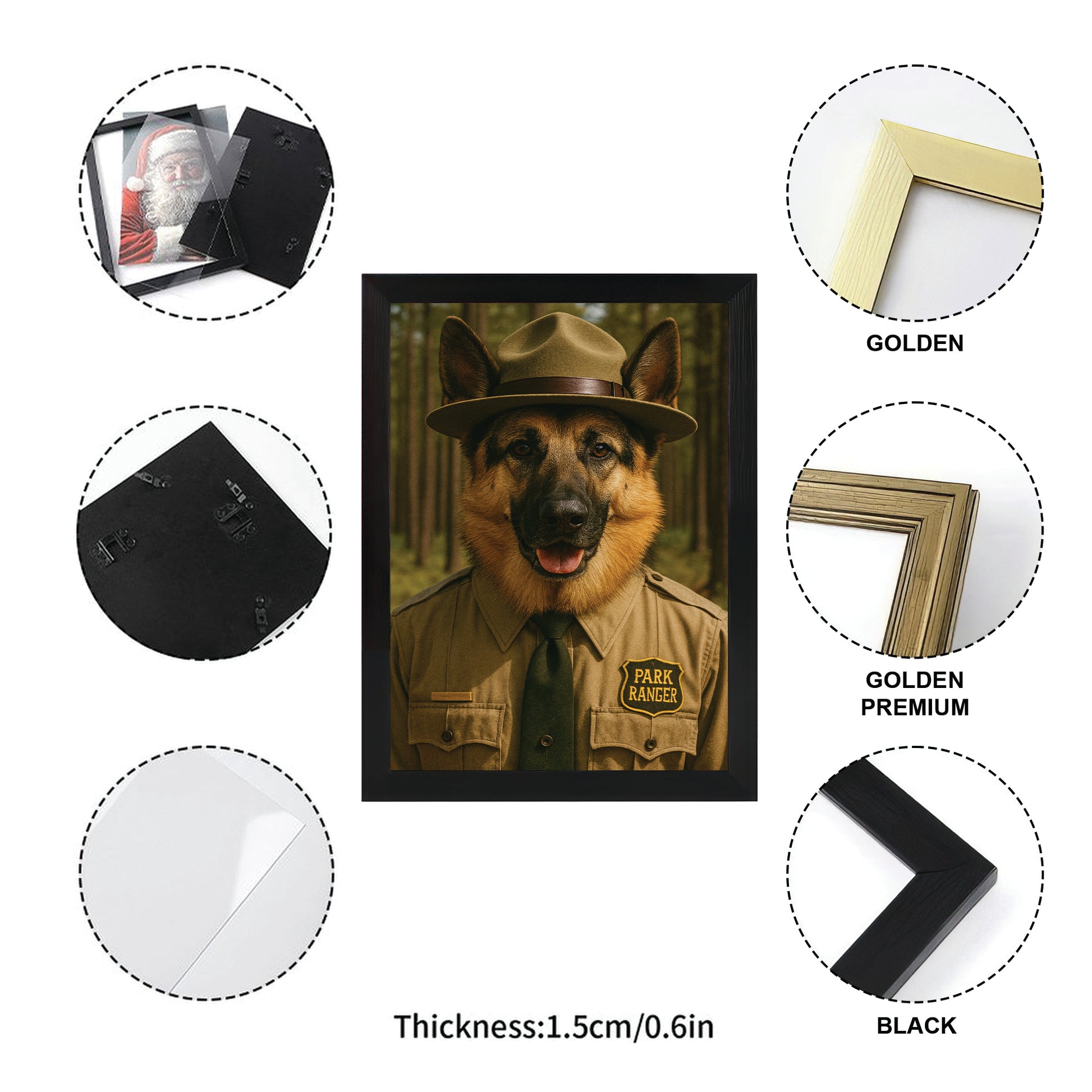 Custom Photo Park Ranger Dog Canvas Framed Wall Art