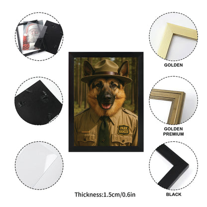 Custom Photo Park Ranger Dog Canvas Framed Wall Art
