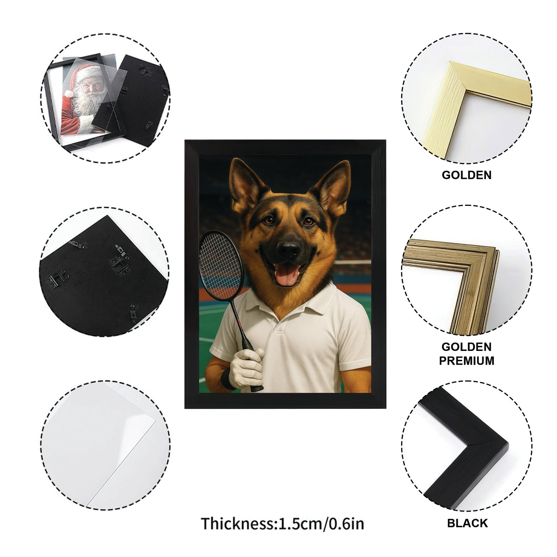 Custom Photo Badminton Dog Canvas Framed Wall Art Gift For Dog Lovers