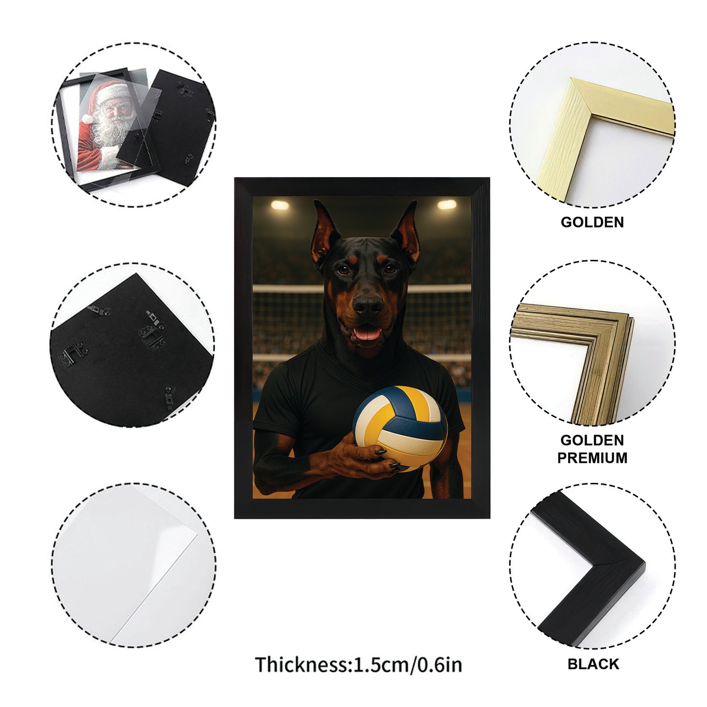 Custom Photo Volleyball Player Dog Canvas Framed Wall Art Gift For Dog Lovers