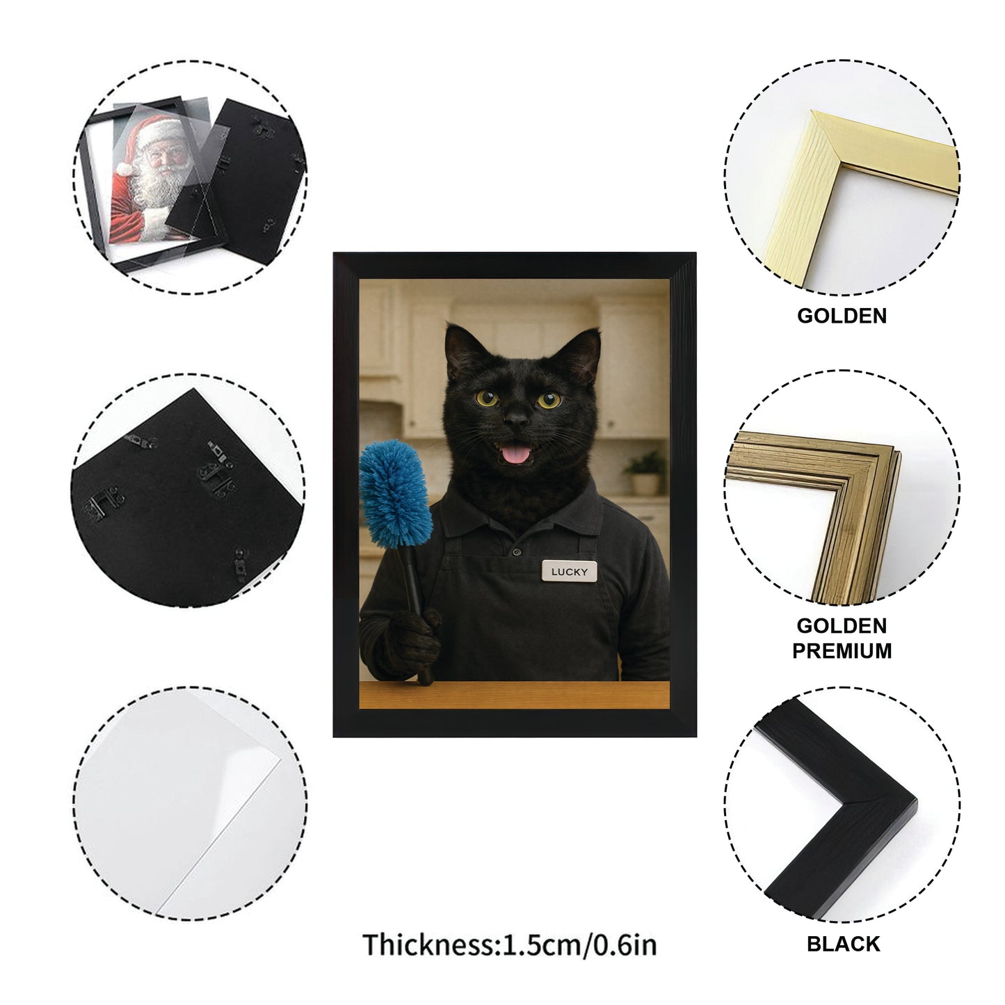 Custom Photo Housekeeper Cat Canvas Framed Wall Art  Gift For Cat Lovers