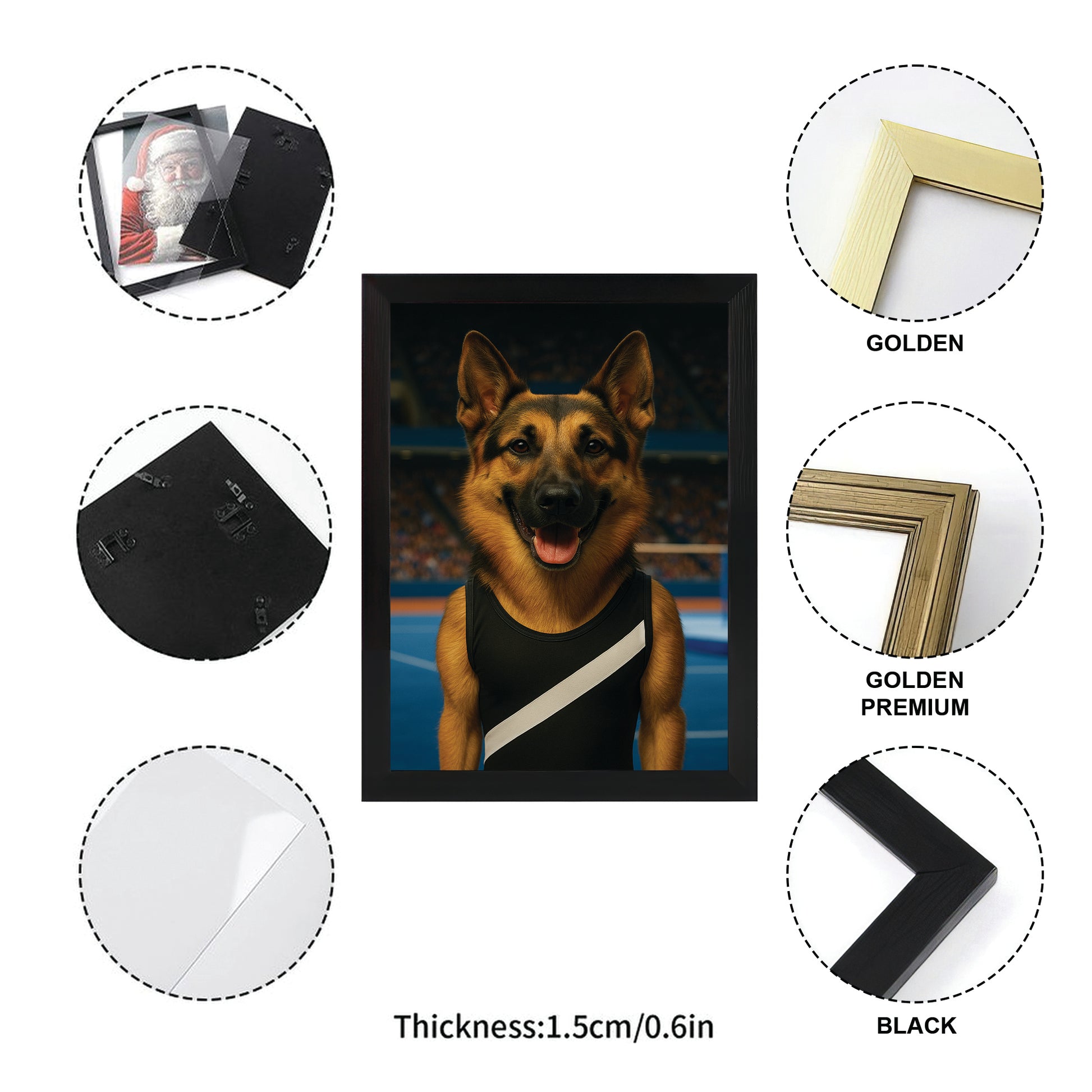 Custom Photo Gymnast Dog Canvas Framed Wall Art Gift For Dog Lovers