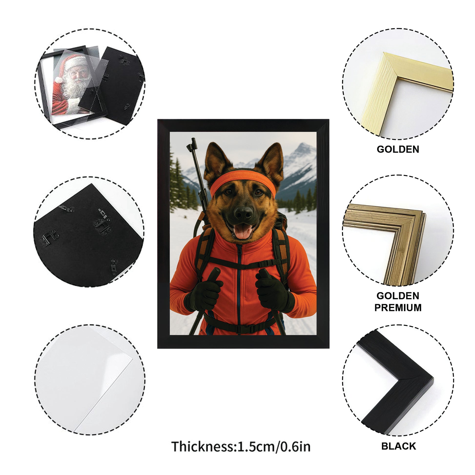 Custom Photo Biathlete Cross Country Skiing Dog Canvas Framed Wall Art Gift For Dog Lovers