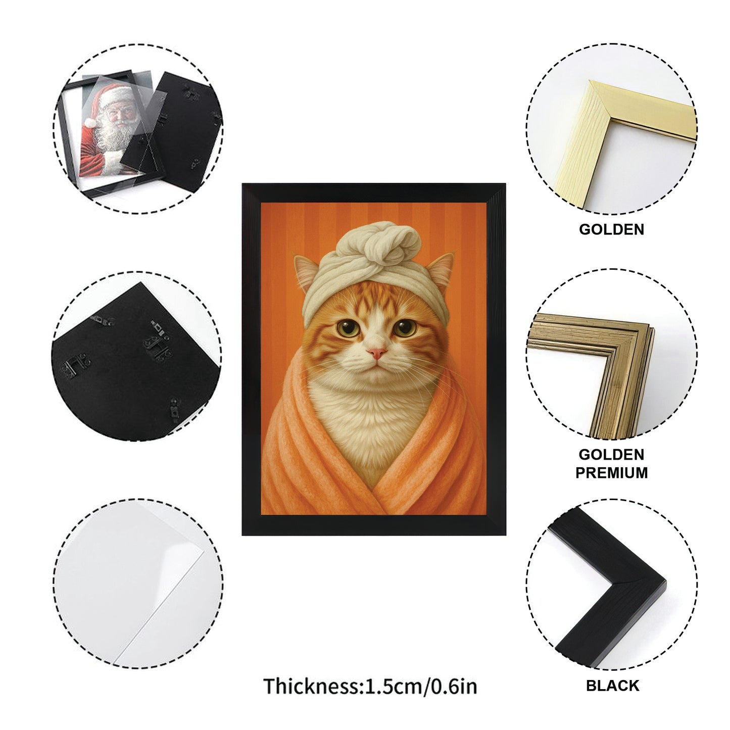 Custom Photo Cat Bathroom Style 17 Canvas Framed Wall Art Gift For Cat Lovers