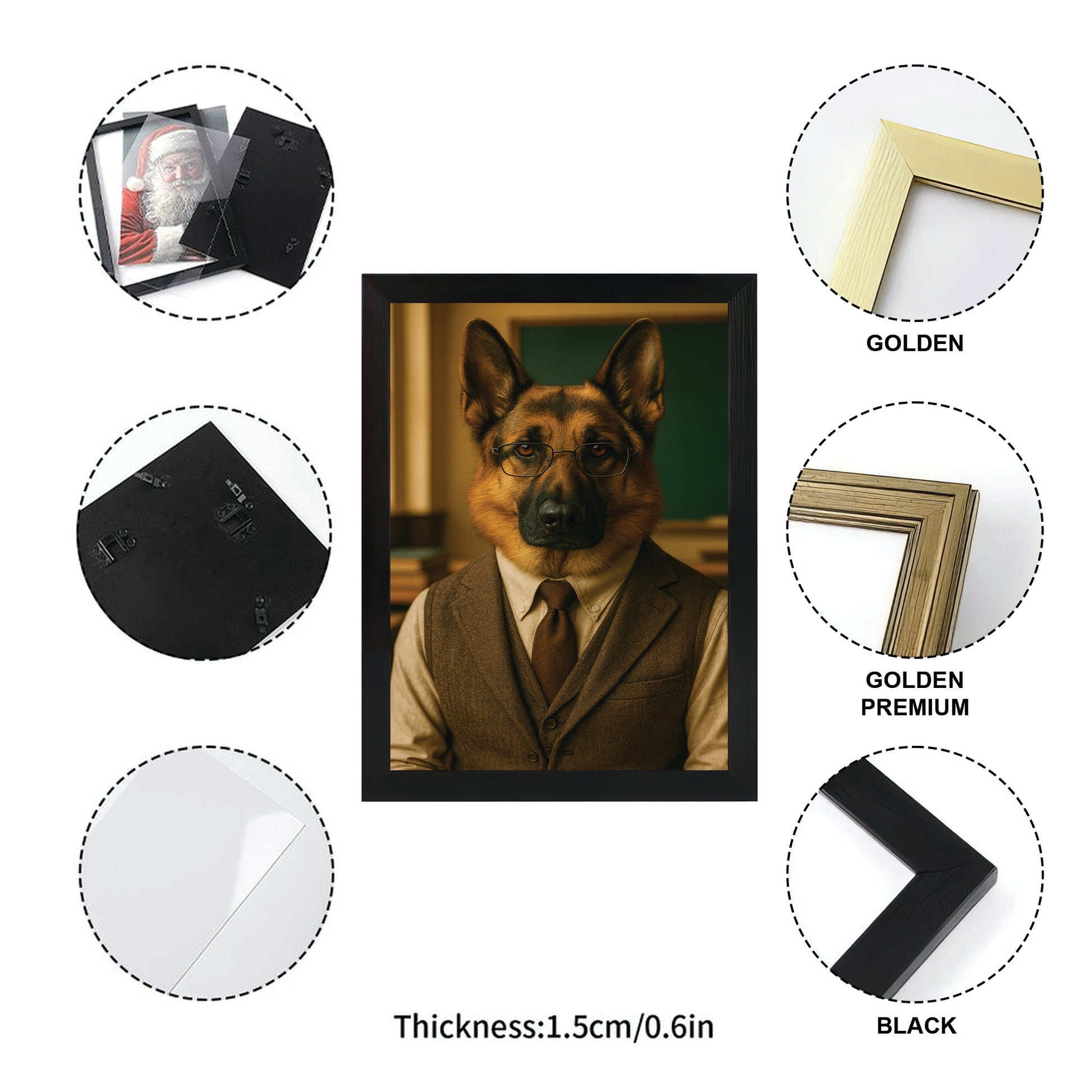 Custom Photo Professor Teacher Dog Canvas Framed Wall Art Gift For Dog Lovers