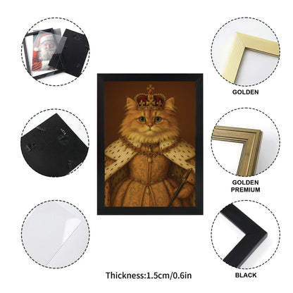 Custom Photo Crowned Queen Cat Canvas Framed Wall Art Gift For Cat Lovers