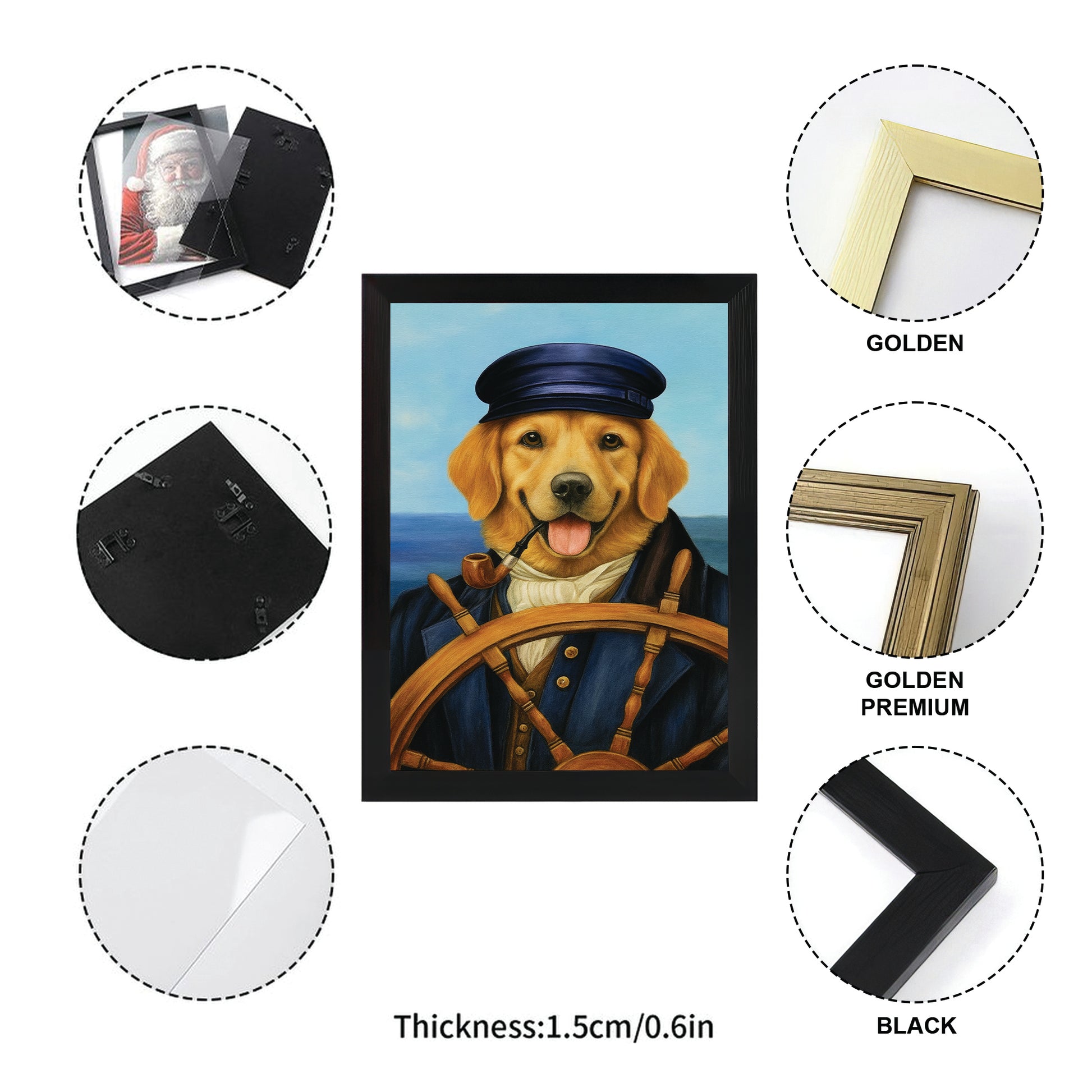 Custom Photo Sailor Dog Canvas Framed Wall Art Gift For Dog Lovers