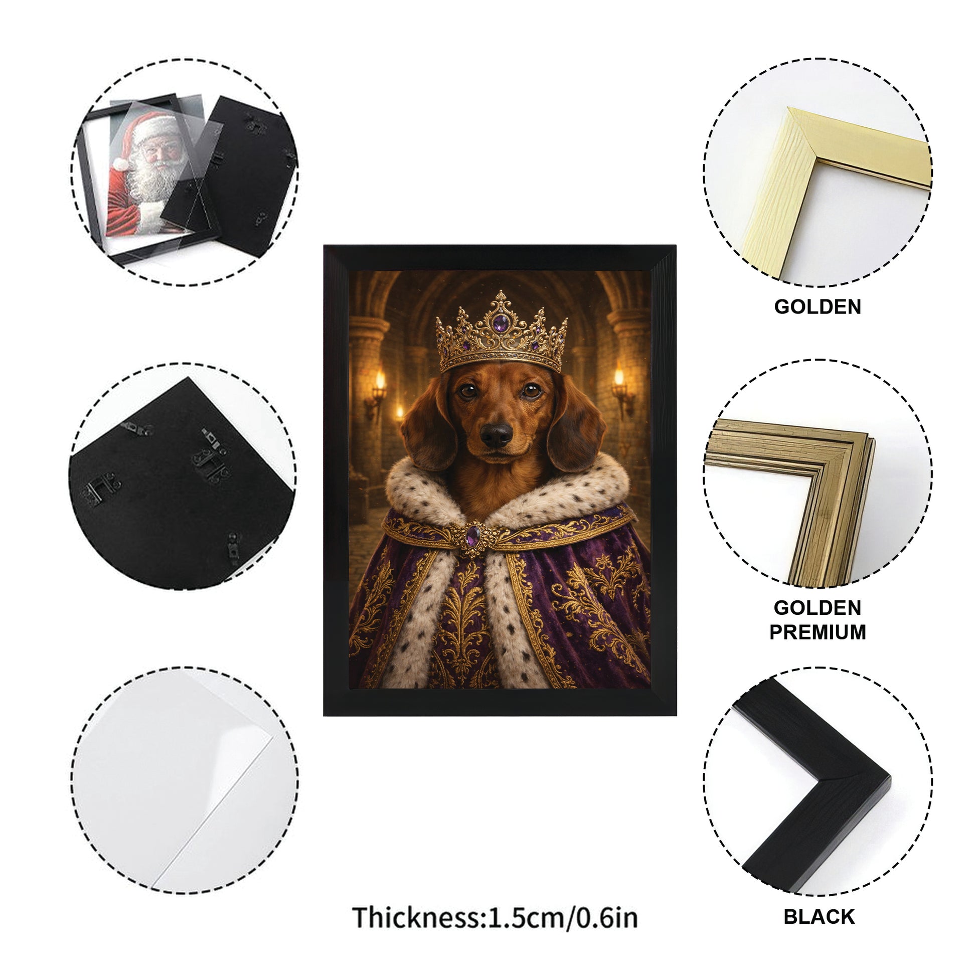 Custom Photo Queen King Dog Canvas Framed Wall Art Gift For Dog Lovers